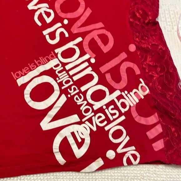 Red Lace Bell Sleeve VNeck Love is Blind Tee, XXL. Just in time for PRIDE Month! - Picture 2 of 8